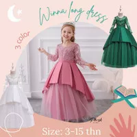 Winna green long dress/Longdress pesta hijau parsihkids