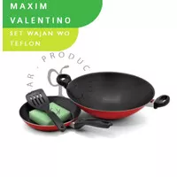 MAXIM VALENTINO SET WAJAN WOK TEFLON 30 CM + FRY PAN TEFLON 22 CM