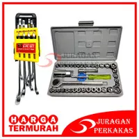 KUNCI SOK SET 40 PCS TOOL KIT + BISON 8-19 MM KUNCI RING PAS SET 8 PCS