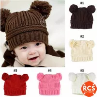 TOPI ANAK TOPI BAYI KUPLUK ANAK RAJUT - BERUANG BEAR BABY HAT - MERAH