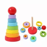 Rainbow Tower Shape Matching Mainan Edukasi Anak