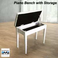 Kursi Piano / Keyboard With Storage / Piano Chair /Piano Bench (Putih)