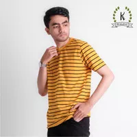 Baju kaos salur pria strip/belang hitam kuning, kaos distro KSW2661