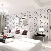 Wallpaper Sticker Dinding Motif Polkadot Hitam Putih