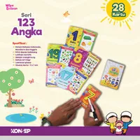 Mainan Edukasi Anak Flash Card Wipe Clean 123 Angka 3 Bahasa
