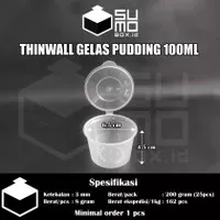 Gelas Pudding 100ml + Tutup / Thinwall Wadah Cup Saus Sambal [ECERAN]