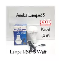 Lampu Bohlam Mitsuyama USB 15 W putih LED -bohlam lampu USB 15 watt MS