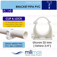 SMCO - Klem / Clip Pipa Conduit-PVC-PEX Uk.3/4" - TS18 Klip 25mm Putih