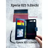 Leather Case Flip Cover Sony Xperia XZ1 Sarung Kulit Dompet