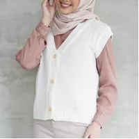 Sora Button Knit Vest All Size - Outer Cardigan Vest Rajut Wanita