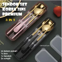 Sendok Makan Stainless Korea SET 3IN1 Sendok Sumpit Portable Set