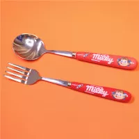 Milky Peko Merah Sendok Garpu Makan Anak Lucu Kids Spoon Fork Cutlery