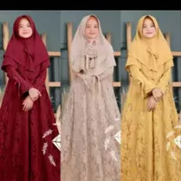 Dirra Syari Kids Baju Muslim Gamis Anak Perempuan Gamis Pesta 7-10 Th - Maroon