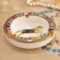 Asbak Rokok Bulat Keramik Mewah HRMS Kuda Ceramic Ashtray Luxury