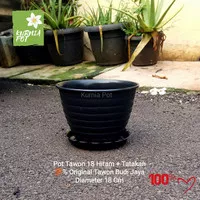 Pot Tanaman Tawon Hitam 18 Cm BJ Original + Tatakan