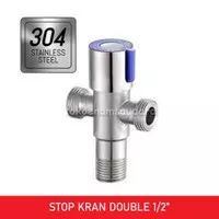 Stop Kran Double 1/2 inch / Stop Keran Cabang Jet Shower Closet Duduk