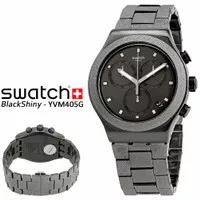 Swatch YVM405G BlackShiny Original Jam Tangan Pria Chrono Sporty Hitam