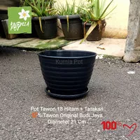 Pot Tanaman Tawon Hitam 21 Cm BJ Original + Tatakan