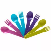 cutlery 1pasang sendok garpu warna pink biru ungu kuning merah