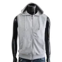 JAKET ROMPI VEST HOODIE POLOS - HITAM