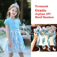 Baju Dress Anak Princess Frozen Elsa Anna Sequin Sparkle Impor
