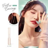 Mint Soda Korea - Anting Emas 18K / 750 - Feather Earrings - Rose Gold