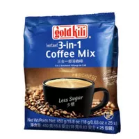 Gold Kili 3 in 1 Instant Coffee - Less Sugar 25 x 18g
