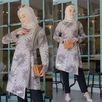 Baju Wanita Tunik Kombinasi Batik Fashion Blouse Kombinasi Modern