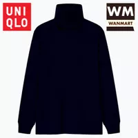 UNIQLO T-Shirt Kaos Pria Soft Touch Turtle Neck Lengan Panjang Black