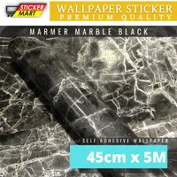 Home Sticker wallpaper dinding marmer marble black hitam mewah elegant