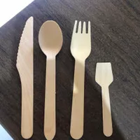 Wooden Spoon Dessert Fork Knife Disposable Eco Friendly (1pack) Sendok