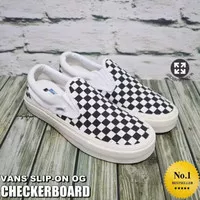 Sepatu PREMIUM Kasual Vans Catur Slip On Checkerboard Hitam Corak