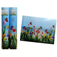 Fiber plastik penutup pagar motif bunga Tulip (harga per 50 CM)