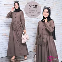 Baju Wanita Terbaru Gamis Katun Polos Elegan Tyfani by Shofiya - Moca