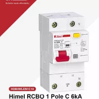 RCBO 10 Ampere 1 Pole C 6kA ELCB plus MCB Stut 10A Merk HIMEL