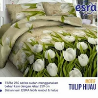 kain bahan sprei meteran katun esra motif tulip hijau