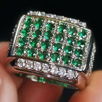 Natural Batu Cincin Permata Green Tsavorite Garnet 24 Stample Full Tab