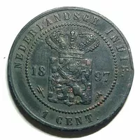 Uang koin Benggol 1 Cent Nederland Indie Tahun 1897 (k)