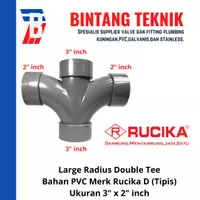Large Radius Double Tee Y 3" x 2" inch PVC Rucika D (Tipis)