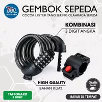 Gembok Sepeda Anti Maling Kunci Sepeda Kombinasi Kode Angka 5 Digit