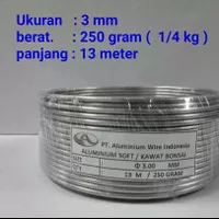 kawat bonsai aluminium 250 gram 3 mm per roll 1/4 kg