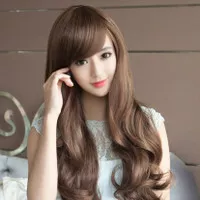 Wig Rambut Palsu Wanita Sintesis Panjang Curly Bergelombang Impor