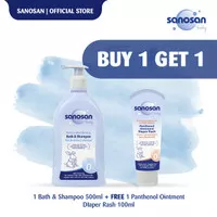 Sanosan Bath&Shampoo 500ml FREE Panthenol Ointment Diaper Rash 100ml