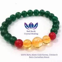 Gelang Batu Natural Giok Korea (Korean Jade), Citrine dan Carnelian