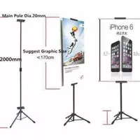 Tripod Banner 2 sisi Standing Display Poster, Stand Tripod Foto Frame