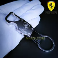 Gantungan kunci kulit stainless mobil Ferrari logo