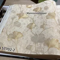 Wallpaper Dinding Motif Daun Gold Silver Ulir biru Mewah