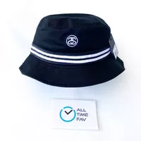 Topi Stussy Stripe SS logo Bucket Hat black Original BNWT