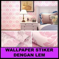 Wallpaper Dinding Stiker Wallpaper Batik Pink 45cm x 100cm
