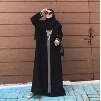 Gamis Mewah Dress Abaya Hitam Dubai Turkey Arab Saudi piramid01